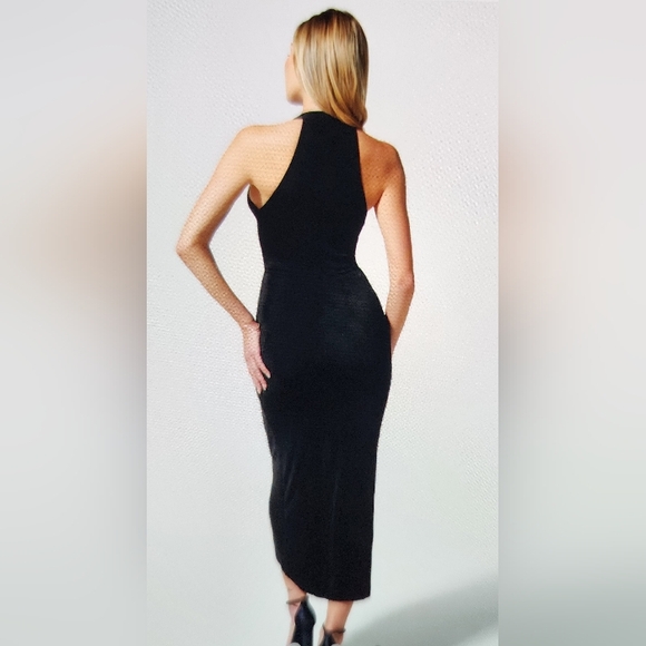 New! Bebe Womens High Low Tea Length Halter Dress - Picture 2 of 5